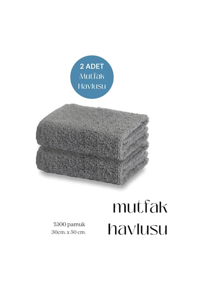2 Adet Mutfak Havlusu El Yüz Havlusu Füme