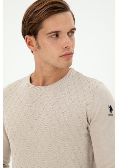 U.S. Polo Assn. Erkek Slim Fit Bisiklet Yaka Taş Kazak 50297055-VR049 U.S. Polo Assn. Erkek Slim Fit Bisiklet Yaka Taş Kazak 50297055-VR049
