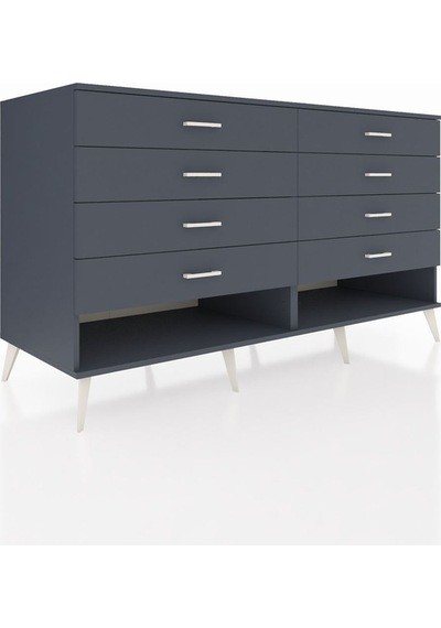 Kronos Konsol 8 Çekmeceli 176x59x99 Antrasit-antrasit Antrasit-antrasit