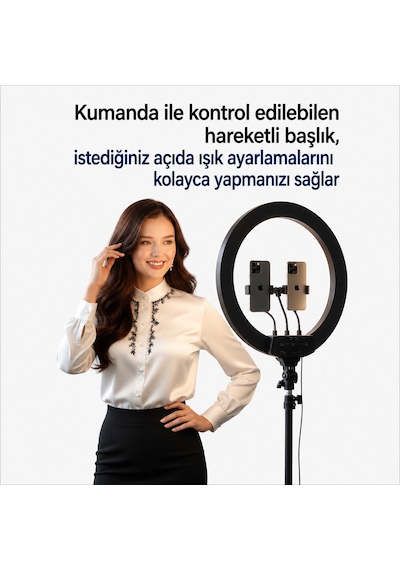 Döküm Ayaklı 22 Inç 600 Led Tripod Rıng Lıght Işık Influencer Youtuber Işığı Güzellik Makyaj Led Zb-f488