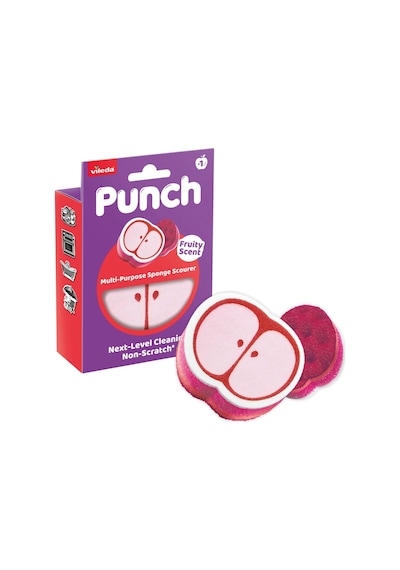 Vileda Punch Elma Kokulu Çizmez Sünger, Çok Yönlü, Mutfak, Banyo, Dış Mekan Kullanımına Uygun