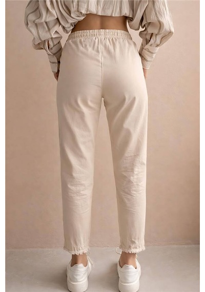 Fashion Friends Paçası Püsküllü Kadın Pantolon 26y0391k1 Taş