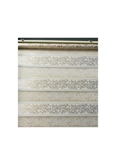 Sarmaşık Desen Boncuklu Zebra Stor Perde Krem Renk Ekru - 97205377 Ekru