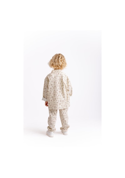 Oliven The Kid Çizgili Gabardin Erkek Çocuk Pantolon Ekru