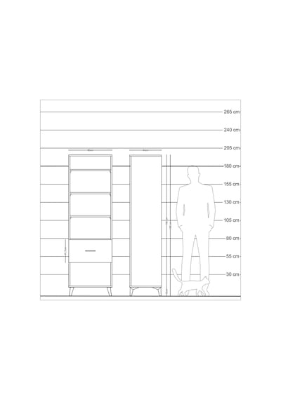 Hyperion Dolap 4 Raflı Tek Çekmeceli 60x44x195 Antrasit-çam Antrasit