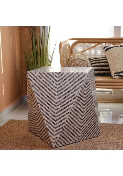 Zaviye Sedef Mozaik Sehpa 57x40x50 Cm Gri
