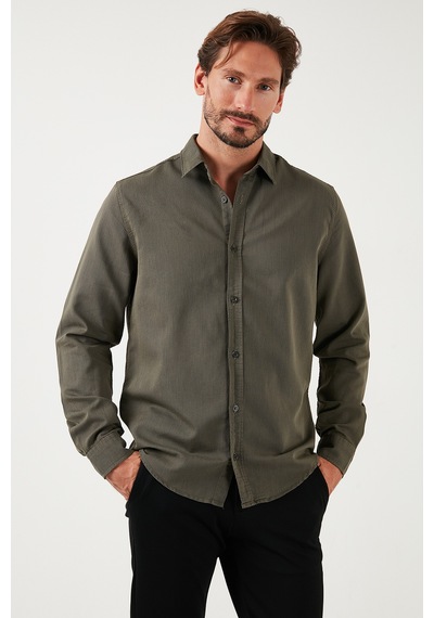 Buratti Streç Pamuklu Regular Fit Erkek Gömlek Cf25W128861 Haki