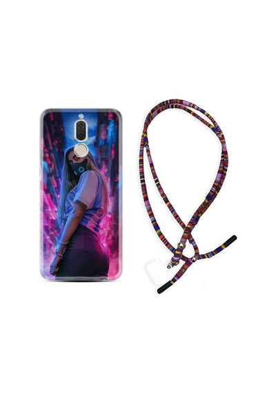 Huawei Mate 10 Lite Kılıf Rasta Boyun Askılı Mask Girl 1659