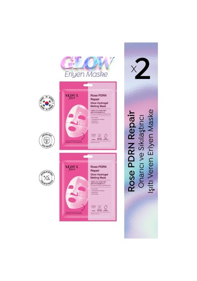 Dermal Seoul Face Gül Pdrn Onarıcı Glow Işıltı Veren Eriyen Kore Maskesi Hidrojel Maske 34 Gr 2 Adet