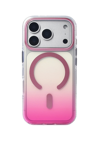 Apple Uyumlu iPhone 17 Pro Kılıf Transparan Renk Geçişli M-safe Şarj Özellikli Toros Kapak Rose Pembe