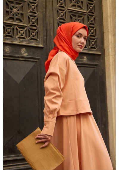 Silk Home Monogram Pamuk İpek Eşarp 130001-11 turuncu