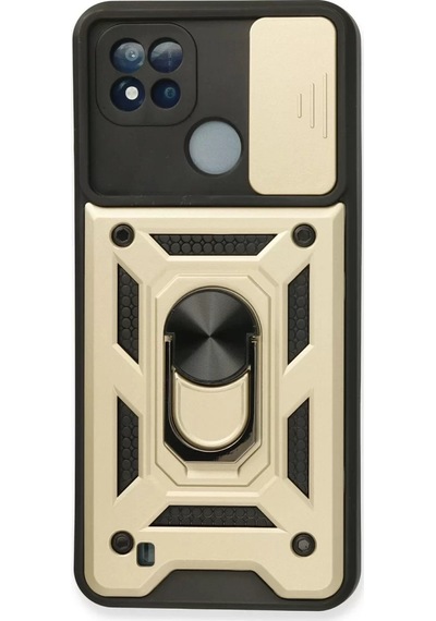 Newface Realme C11 2021 Kılıf Pars Lens Yüzüklü Silikon - Gold Altın