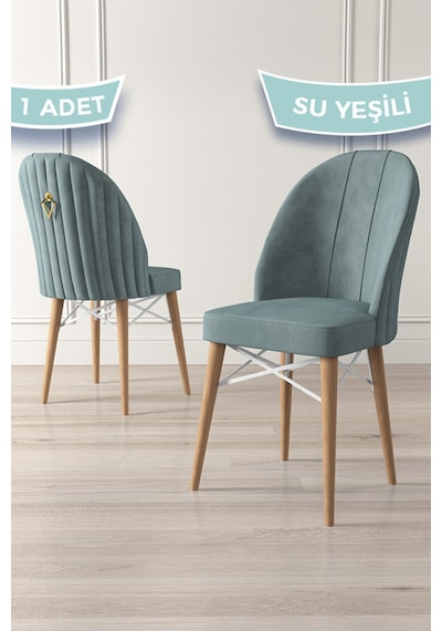 Canisa Ritim Serisi, 1.sınıf Babyface Kumaş Doğal Ahşap Ayak Beyaz Kafesli 1 Adet Su Yeşili Sandalye Sandalye Su Yeşili Ayaklar Doğal Ahşap