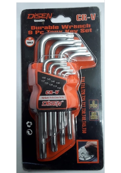 Dizen 9 Parça Yıldız Kısa Alyan Seti Profesyonel Torx Delikli