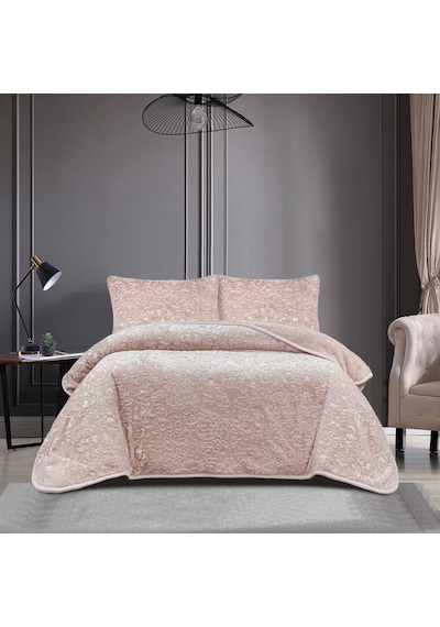 Soft Battaniye Çift Kişilik 220 X 240 Gül Kurusu Yastık Kılıfı Hediyeli Gül Kurusu