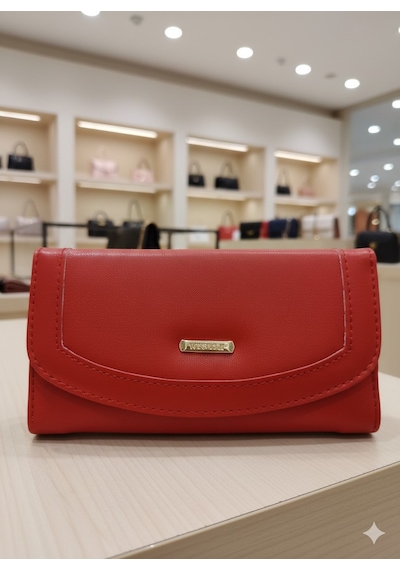 Newish Polo Zarf Model Kapaklı Fermuarlı Kadın Portföy Cüzdan Krm Kırmızı