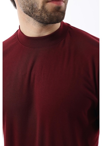 Madmext Bordo Bisiklet Yaka Basic Erkek T-shirt E7113 Bordo
