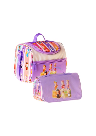 Kaukko Kids Kız Çocuk Cat Life Baskılı Mor - Krem Thermo Beslenme Çantası Ve Kalemlik Seti - Setkk-l5314