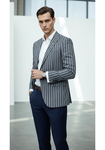 Plus Scorpion Erkek Sivri Yaka Çift Yırtmaçlı Tek Düğmeli Slim Fit Blazer Ceket Lacivert Plus Scorpion Erkek Sivri Yaka Çift Yırtmaçlı Tek Düğmeli Slim Fit Blazer Ceket Lacivert