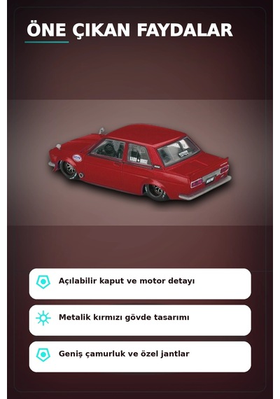 Diecast 1/64 Datsun 510 Street Nismo V3 Model Araba - Tekli Kutu, Koleksiyonluk Bx-313377