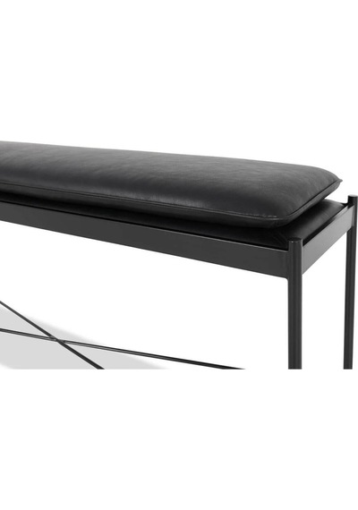 Essa Modern Suni Deri Döşemeli Metal Ayaklı Bench Gri