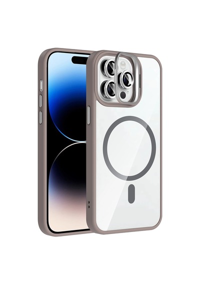 Apple iPhone Uyumlu 14 Pro Max Kılıf Standlı Ve Kamera Lens li M-safe Şarj Özellikli Zore Etro Kapak Çok Renkli