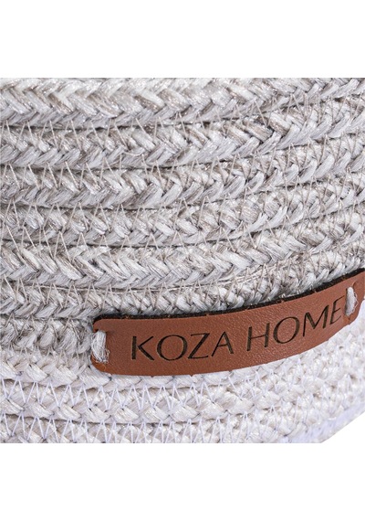 Koza Home Cesta El Yapımı Pamuklu Beyaz Gri Hasır Dekoratif Sepet 15cm