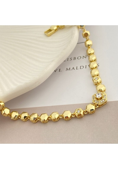 Petek Bileklik Altıgen Suyolu Kadın Bileklik Kararmaz Xuping Vip Seri 14 Ayar 19cm Gold