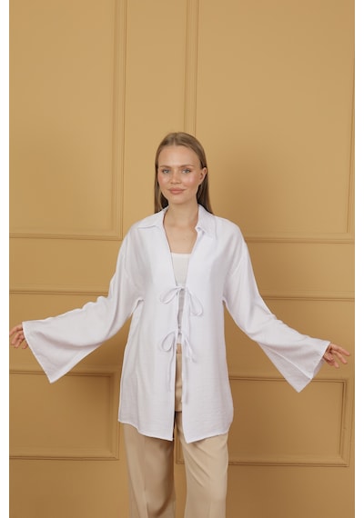 Doğal Viskon Kumaş Cepli Bağcıklı Kadın Kimono 1167 Hafif, Dökümlü, Akışkan, Yazlık Model Beyaz Doğal Viskon Kumaş Cepli Bağcıklı Kadın Kimono 1167 Hafif, Dökümlü, Akışkan, Yazlık Model Beyaz