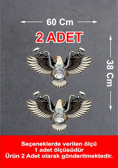 Chopper Motosiklet Kartal Sticker - Araba Oto Motosiklet Cam Sticker - 02141 60X38 Cm