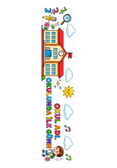 Okulda İlk Günüm Temalı Boyama Kağıdı 45cm X 2m - 917278231