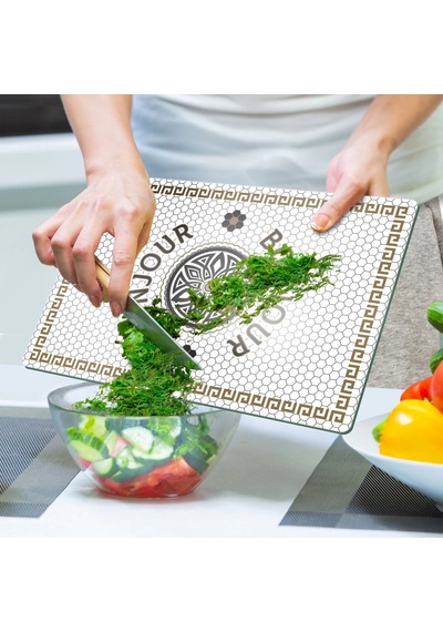Decovetro Cam Kesme Tahtası Ve Sunumluk Amore Bonjour 25 X 35 Cm Çok Renkli
