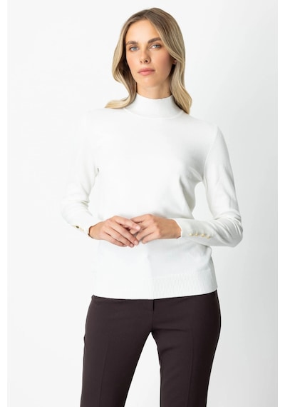 On Fashion Kadın Dik Yaka Basic Ekru Kazak 63514 Ekru