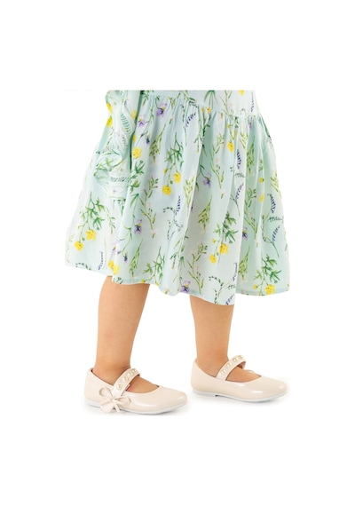 Kiko Kids İncili Cırtlı Kız Çocuk Babet Ayakkabı 253 Cilt Bareti Sedef 001
