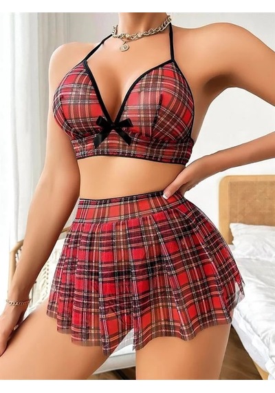 Ang Butik Kadın Mini Tül Çekici Öğrenci Kostümü Takımı Görsel