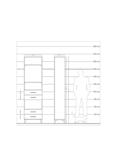 Arges Dolap 4 Raflı 4 Çekmeceli 60x30x221 Çam-aytaşı Çam