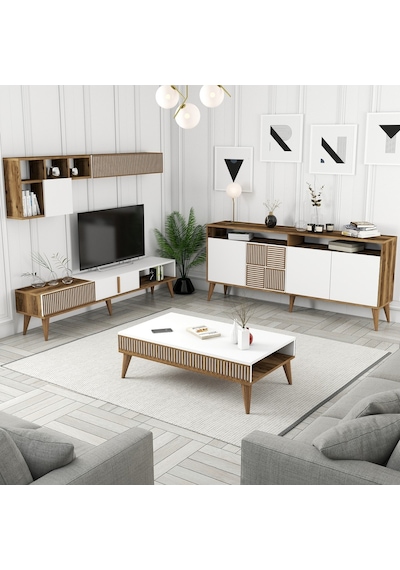 Variant Milan 3'Lü Salon Takımı - Ceviz - Beyaz