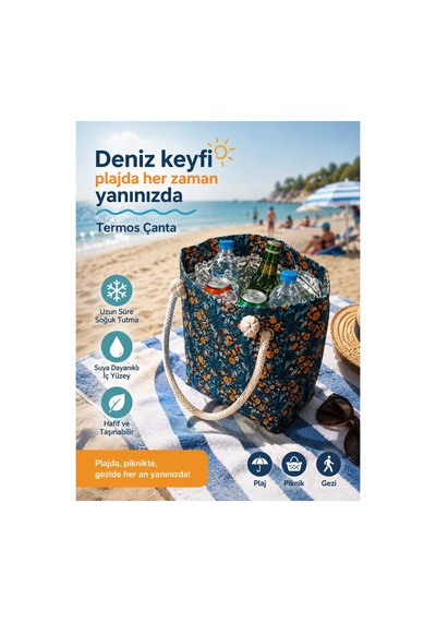 Famıly Towel Büyük Hacimli Termos Çanta Piknik, Plaj Ve Seyahat İçin Uzun Süre Soğuk-sıcak Koruma 45cm X 35 Cm 40 Litre, Su Geçirmez Oxford Kumaş Doğa Papatya Bahçesi Modern Famıly Towel Büyük Hacimli Termos Çanta Piknik, Plaj Ve Seyahat İçin Uzun Süre Soğuk-sıcak Koruma 45cm X 35 Cm 40 Litre, Su Geçirmez Oxford Kumaş Doğa Papatya Bahçesi Modern