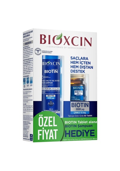 Biotin Saç Bakım Seti Dökülme Karşıtı Şampuan 300 Ml + Biotin 5000 Mcg 60 Tablet Saç Sağlığı İçin Takviye Edici Set