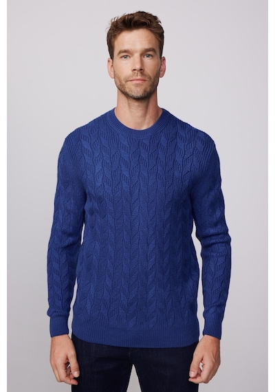Tudors Slim Fit Bisiklet Yaka Desenli Lacivert Erkek Kazak-28552-lacivert Lacivert