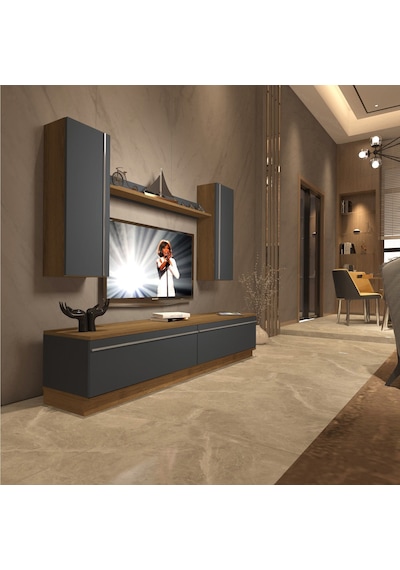 Decoraktiv Eko 5db Mdf Std Tv Ünitesi Tv Sehpası Pera - Antrasit