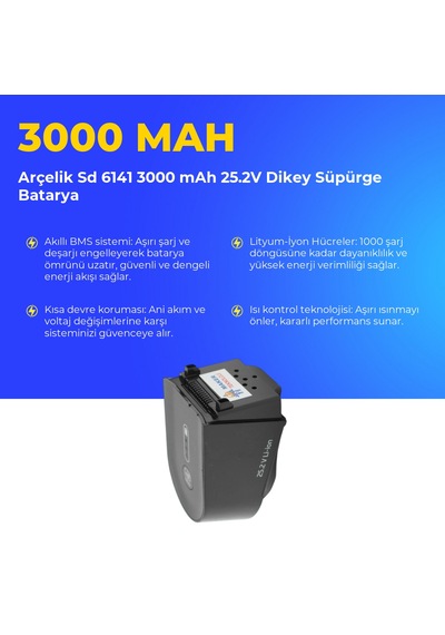 Arçelik Sd 6141 3000 Mah 25.2v Dikey Süpürge Batarya