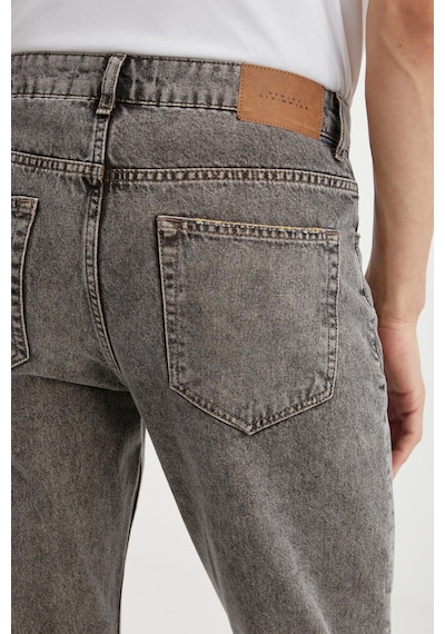 Grimelange Gılberto  Erkek Carrot Fit Havuç Paça Eskitme Yıkamalı Kalın Dokulu Denim Gri Jeans