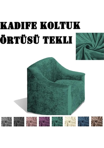 StarMall Kadife Koltuk ,kanepe, çekyat Örtüsü, koltuk Kılıfı Tekli Yeşil
