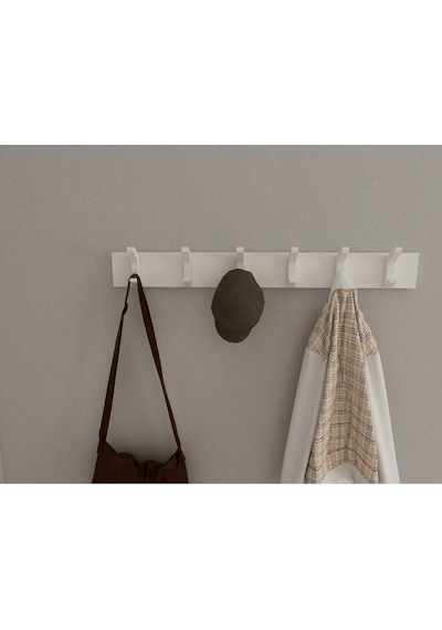 Hepsi3boyutlu Modern Duvar & Kapı Kanca Askılık - 6 Adet Beyaz Kanca Askılık - Model No : 2 Beyaz