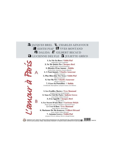 Various Artists L'amour Paris Plak