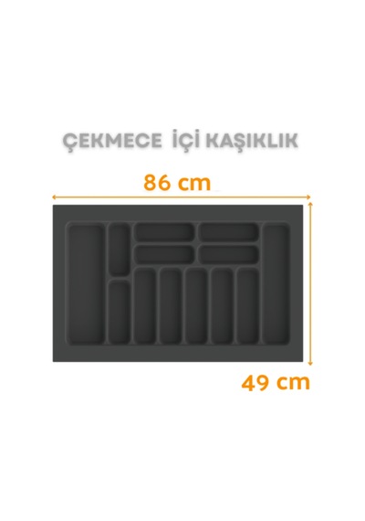 Çekmece İçi Kaşıklık Ve Kepçelik Düzenleyici Antrasit 86x49 Cm 78,5x40 Cm Kadar Kesilebilir Antrasit