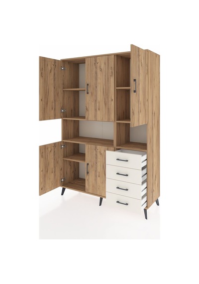 Hyperion Dolap 7 Raflı 4 Çekmeceli 5 Kapaklı 132x44x195 Çam-ç... Çam