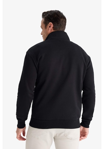 Defacto Regular Fit Dik Yaka Yarım Fermuarlı İçi Yumuşak Tüylü Basic Düz Sweatshirt X7405az25aubk81 Siyah