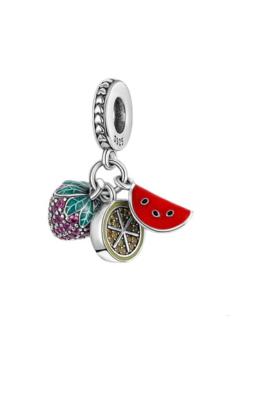 Fubena Çilek , Karpuz Ve Limon Sallantılı Charm Gümüş